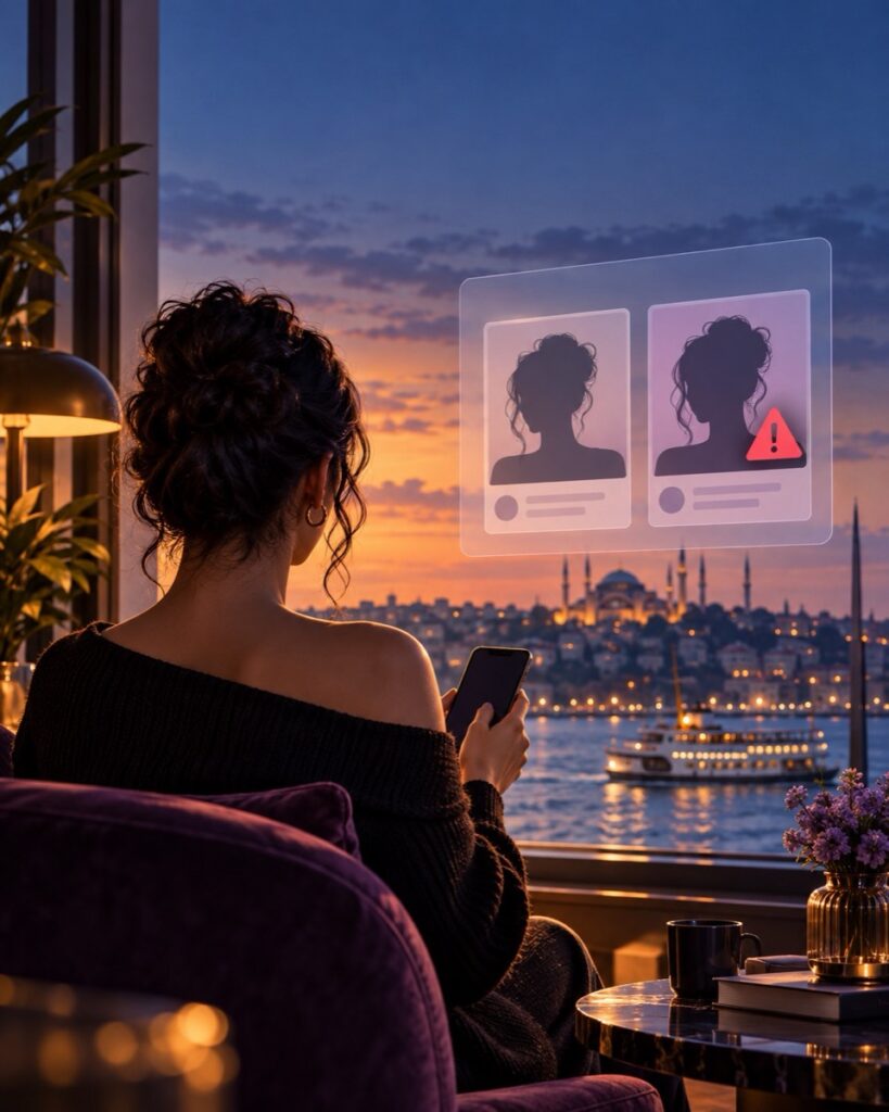 İstanbul travesti sitelerinde izinsiz kullanılan fotoğrafları temsil eden iki profil görseli